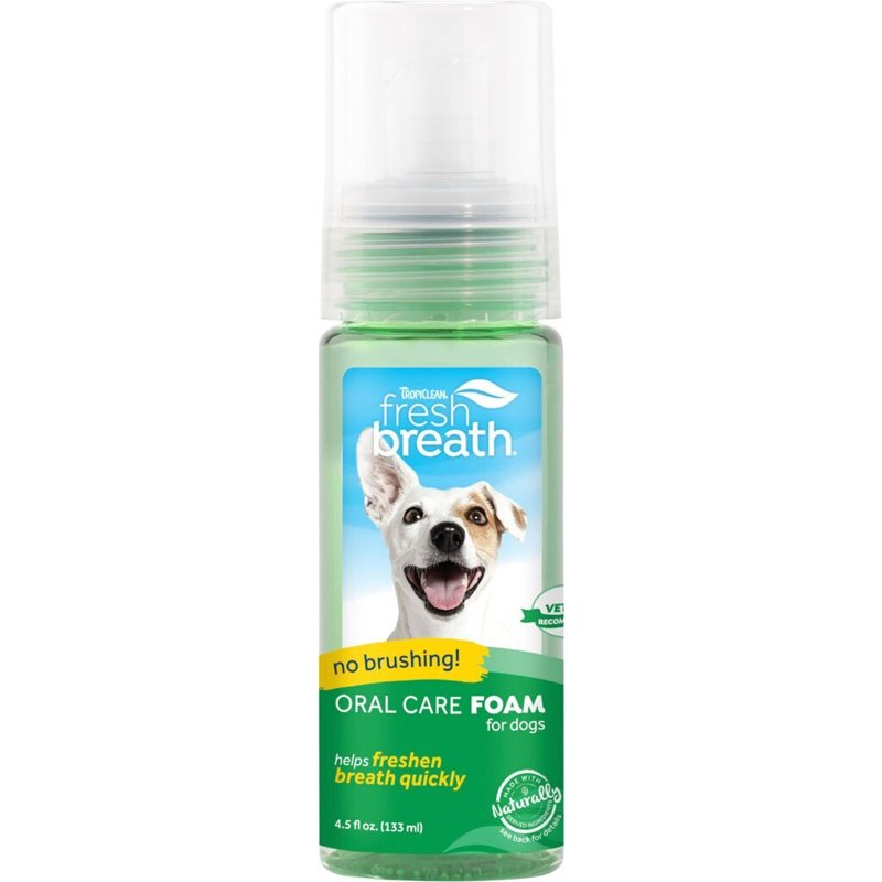 TropiClean Fresh Breath Foam for Dogs & Cats | Cat & Dog Dental Foam| Dog Breath Freshener Foam| Oral Care for Dogs & Cats | Made in The USA | 4.5 oz
