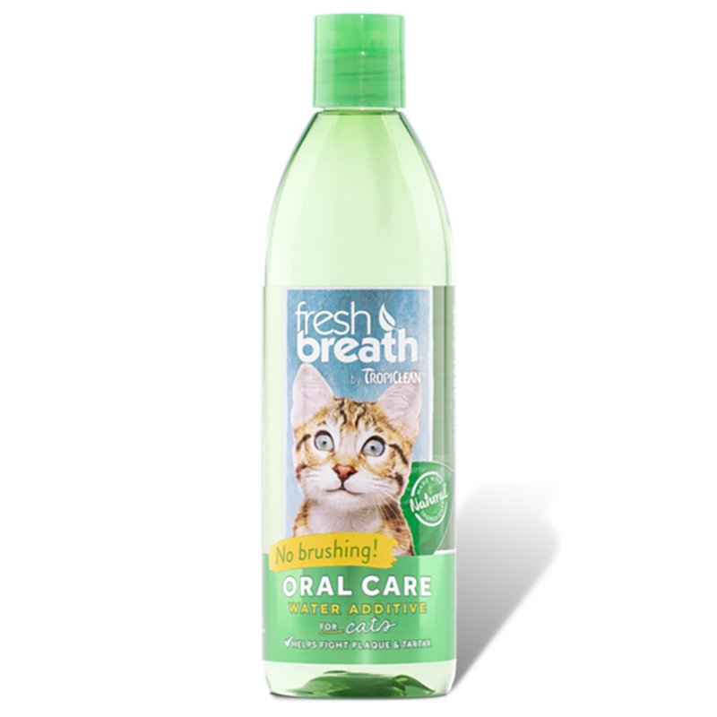 TropiClean Fresh Breath for Cats | Cat Dental Care and Teeth Cleaning | Breath Freshener | Water Additive for Cats | Made in the USA | 16 oz.