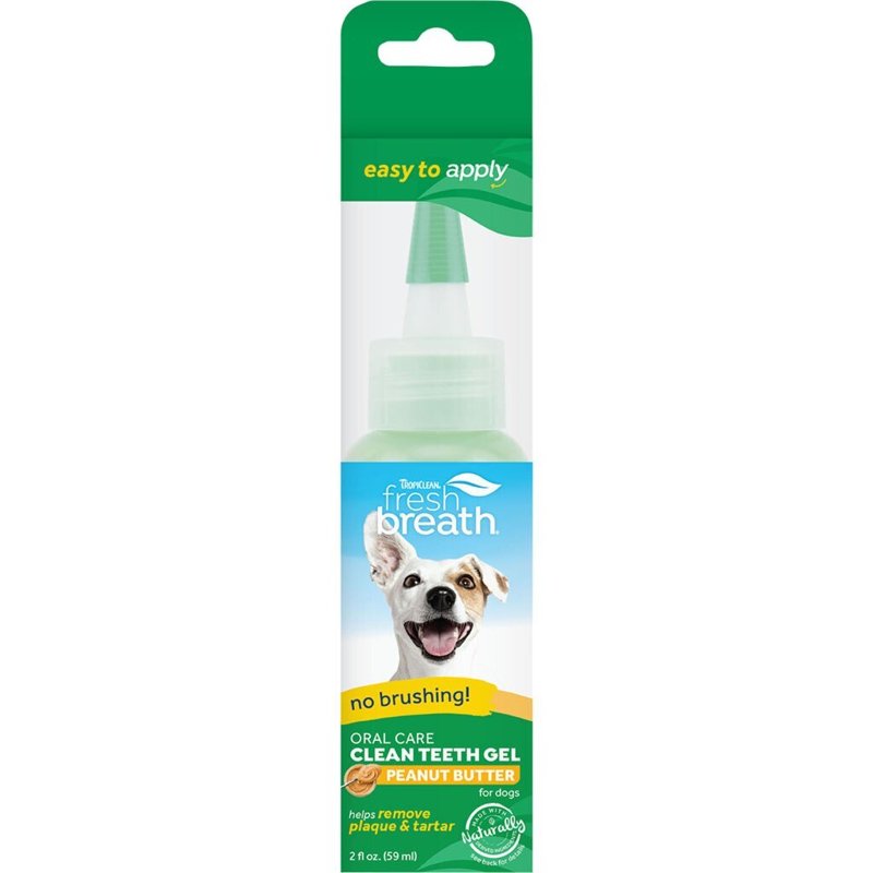 TropiClean No Brushing Gel Peanut Butter Flavor | Dog Toothpaste and Toothbrush | Dog Breath Spray | Breath Gel for Dogs | Made in the USA | 2 oz.