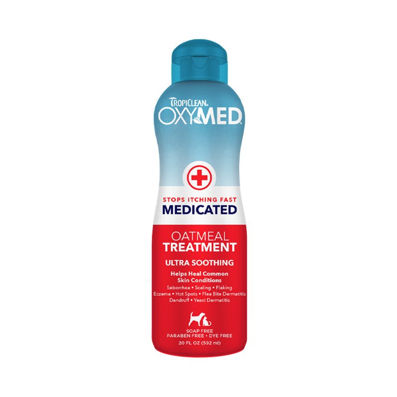 TropiClean Oxymed Medicated Cat & Dog Conditioner For Itchy Skin | Skin Soothing Oatmeal Conditioner For Dogs & Cats | 20 oz