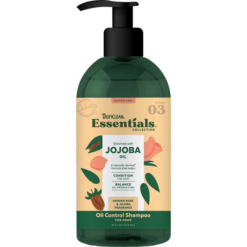 TropiClean Essentials Jojoba Oil Shampoo for Dogs | Condition The Coat | Balance Skin Oil Production | Derived from Natural Ingredients