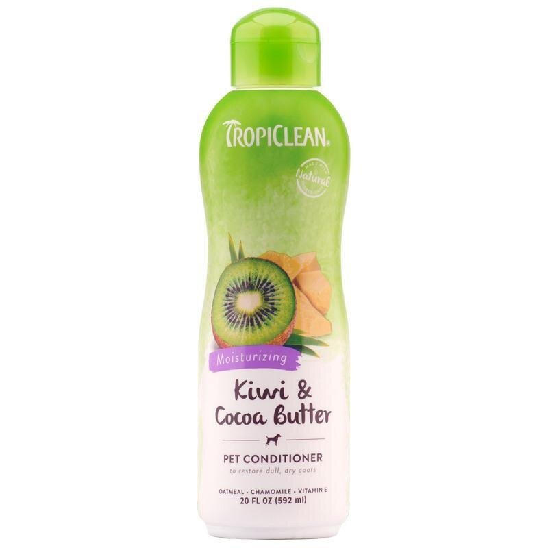 TropiClean Kiwi & Cocoa Butter Moisturizing Dog Conditioner | Pet Conditioner Derived from Natural Ingredients | Cat Friendly | Made in USA | 20 oz