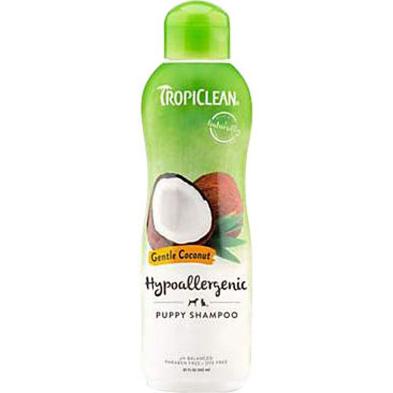 TropiClean Coconut Hypoallergenic Dog Shampoo | Gentle Puppy Shampoo for Sensitive Skin | Natural Pet Shampoo Derived from Natural Ingredients | Kitten Friendly | Made in the USA | 20 oz.