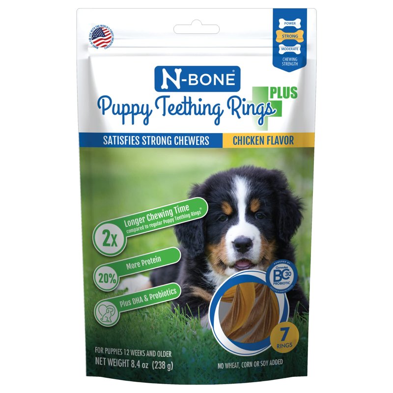 N-Bone Puppy Teething Rings Plus, Chicken Flavor, 7-Count, 8.4oz