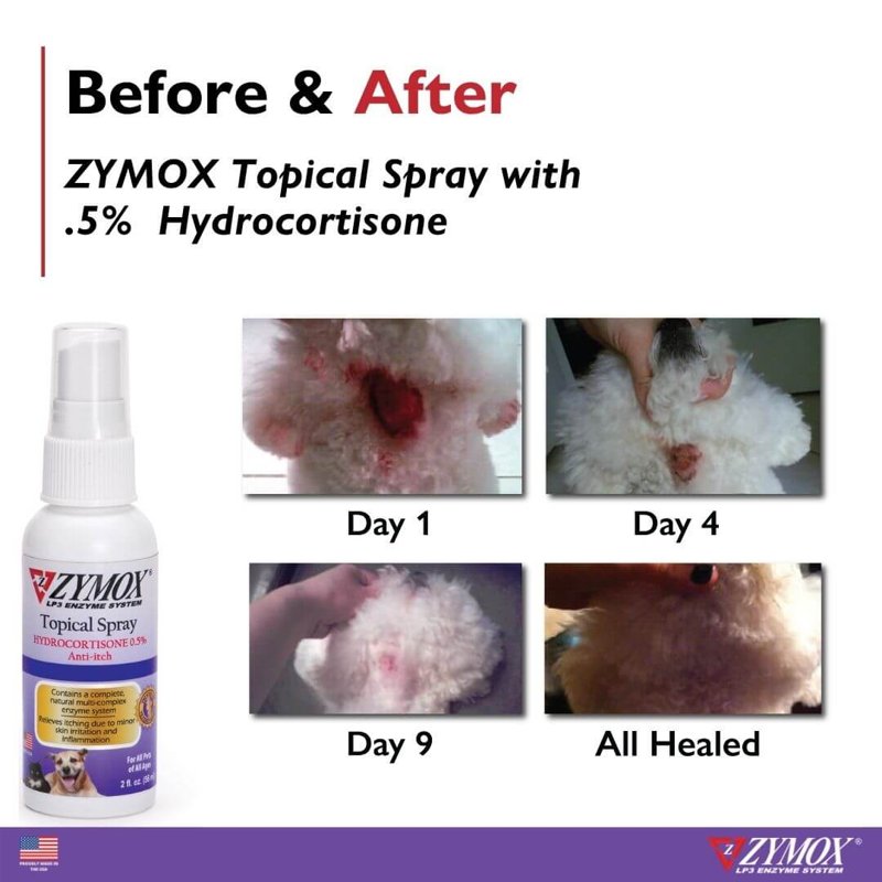 Pet King Brands Zymox Topical Spray W/ .5% Hydrocortisone 2oz Bottle