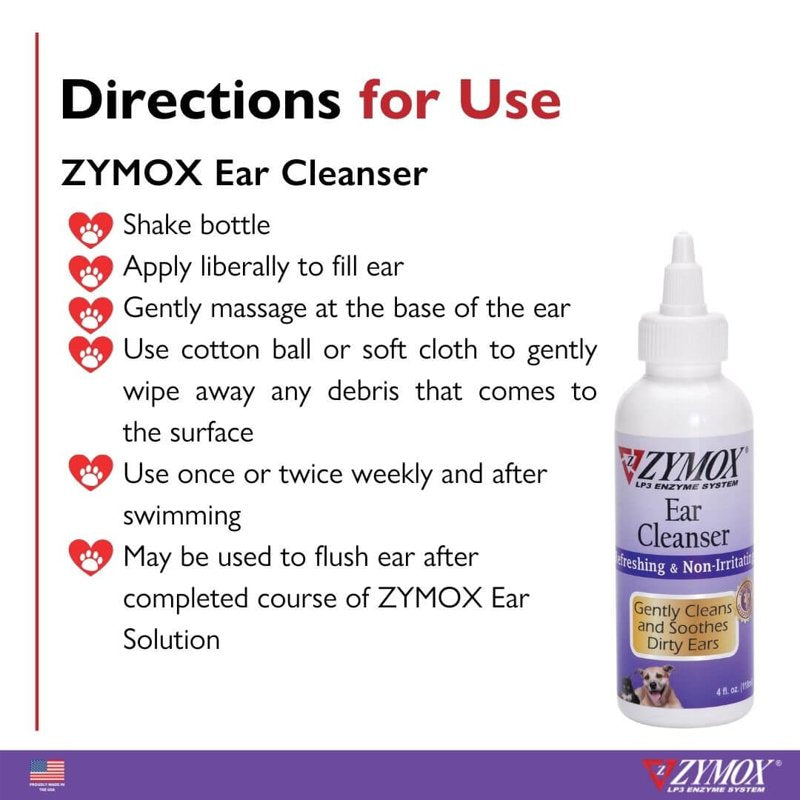 Zymox Ear Cleanser Solution for Dogs and Cats, 4oz
