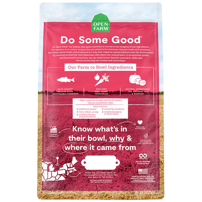 Open Farm Grain-Free Dry Dog Food with Ethically Sourced Ingredients, Non-GMO Veggies & Superfoods to Support Overall Health, Wild-Caught Pacific Salmon Recipe, 22lb Bag (352oz Bag)