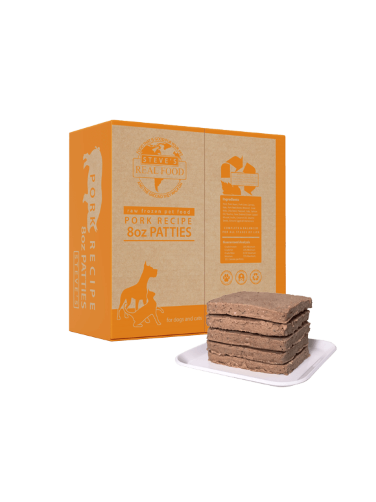 Steve's Real Food Frozen Raw Dog Food Pork Recipe Patties, 13.5 lb