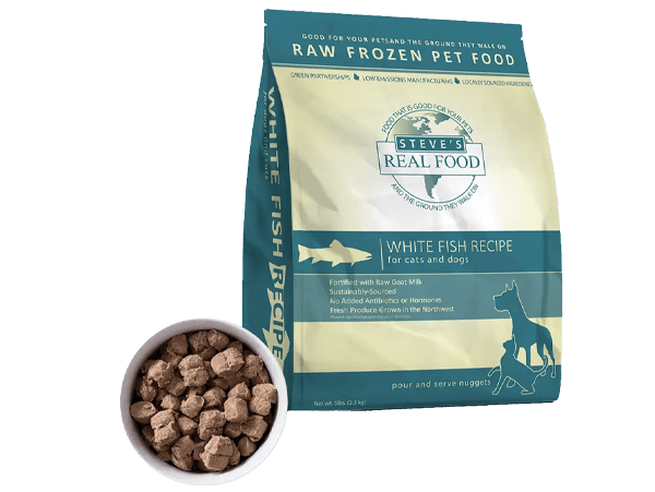 Steve's Real Food Whitefish Recipe Frozen Raw Nuggets for Dogs & Cats, 5 lb