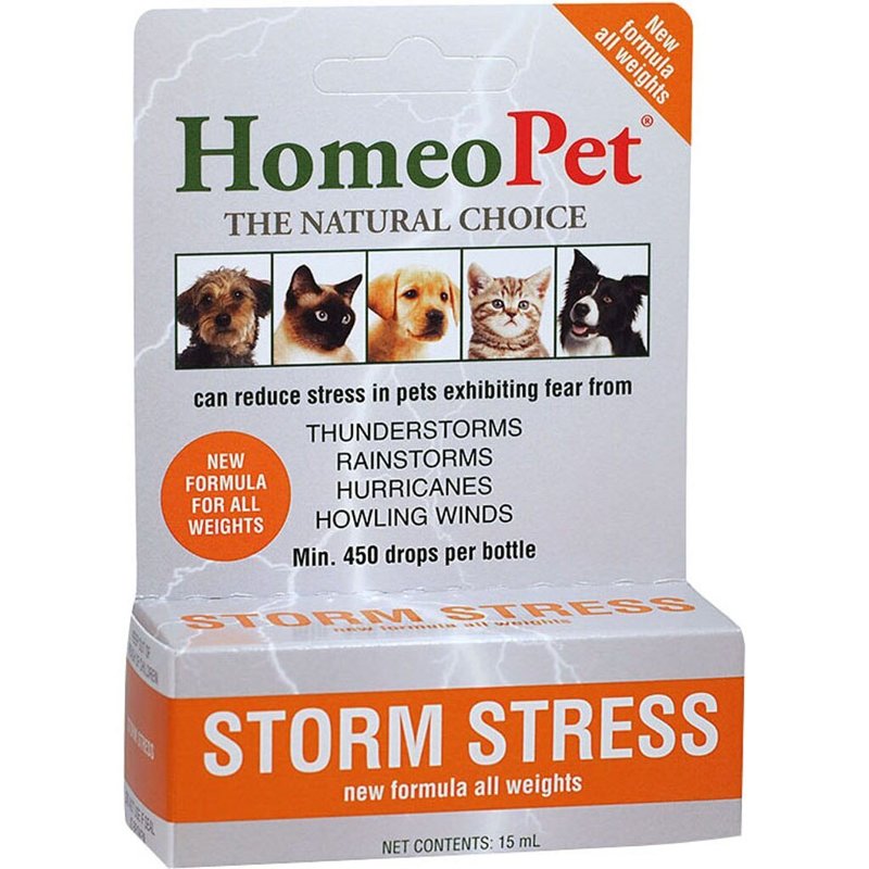 HomeoPet Storm Stress, Storm Anxiety Relief for Dogs, Cats, and Other Small Animals, 15 Milliliters