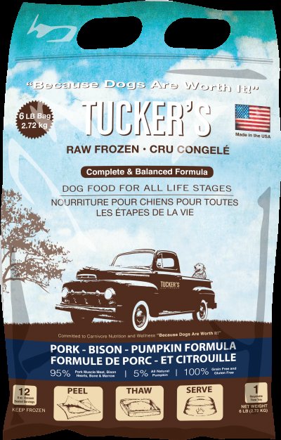 Tuckers All Natural Grain Free Raw Frozen Pork Bison Pet Dog Food, 96 Ounce