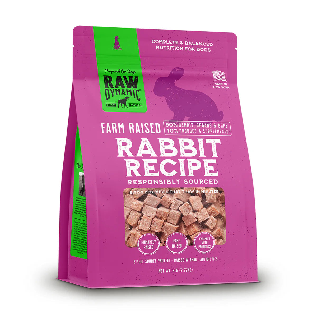 Raw Dynamic Raw Frozen Dog Food Farm Raised Rabbit Formula, 3 lb