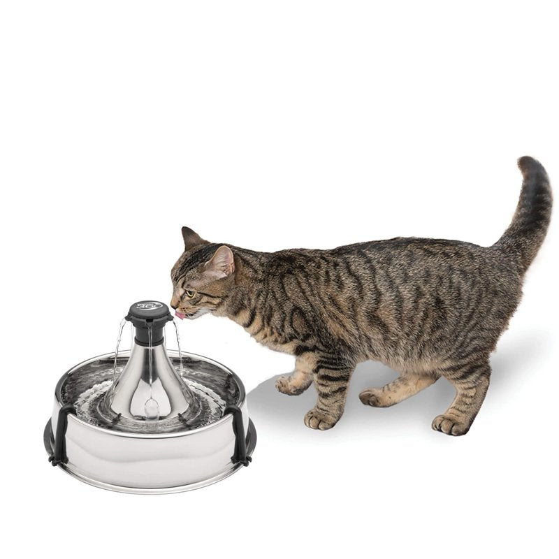 PetSafe Drinkwell Stainless Steel 360 Multiple Pet Fountain - Scratch and Rust Resistant Automatic Water Dispenser for Cats or Dogs - Adjustable Flow Control - 128 Ounce (3.8 Liter) - Filters Included