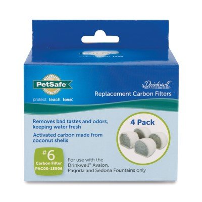 PetSafe Drinkwell Replacement Carbon Filters, Dog and Cat Ceramic Water Fountain Filters, 4-Pack