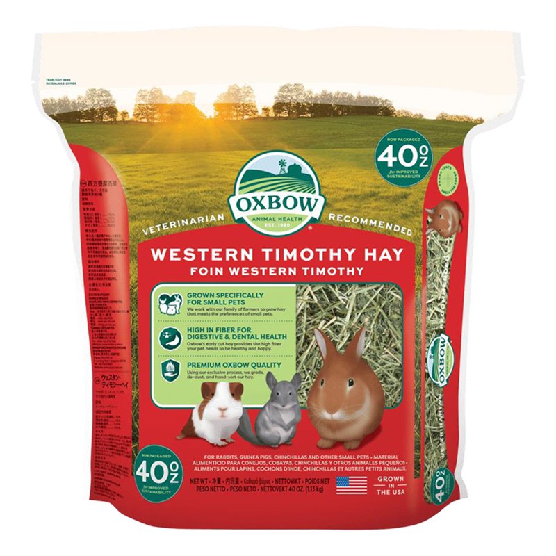 Oxbow Animal Health Western Timothy Hay - All Natural Hay for Rabbits, Guinea Pigs, Chinchillas, Hamsters & Gerbils - 90 oz.