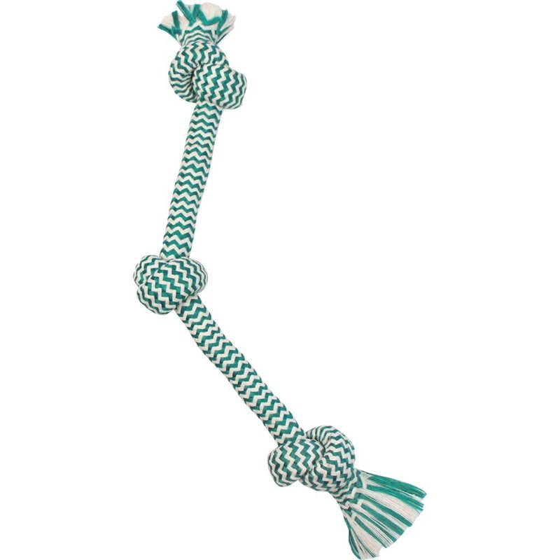 Mammoth Flossy Chews EXTRA FRESH 3 Knot Tug - Premium Cotton-Poly Yarn with Dental Floss Tug Toy for Dogs - Interactive Dog Rope Toy - Tug Dog Chew Toy for Medium Dogs - Medium, 20â€Â