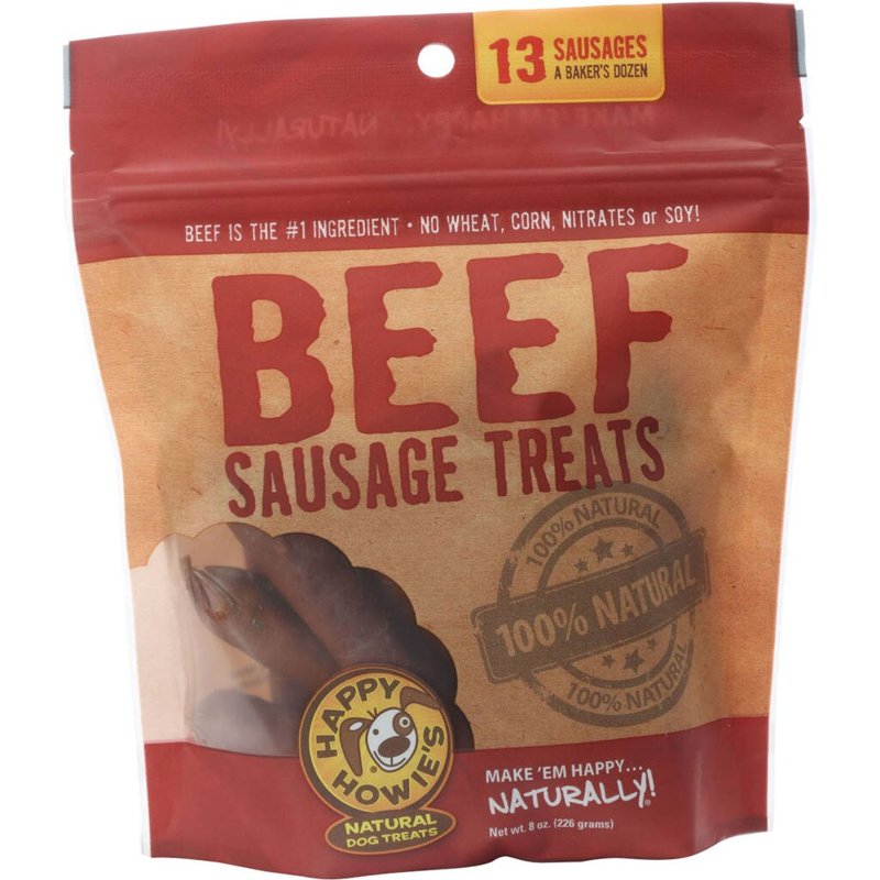 Happy Howie's Natural Dog Treats - Healthy Dog Treats, Real Beef & Natural Ingredients, Made in The USA, Hormone Free - Beef Sausage Links (13 Pack)