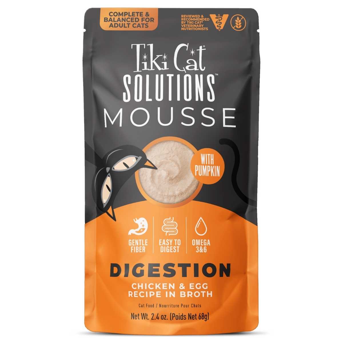 Tiki Pet Special Mousse Digestion, Chicken, Egg & Pumpkin- 12/2.4 oz Pouches