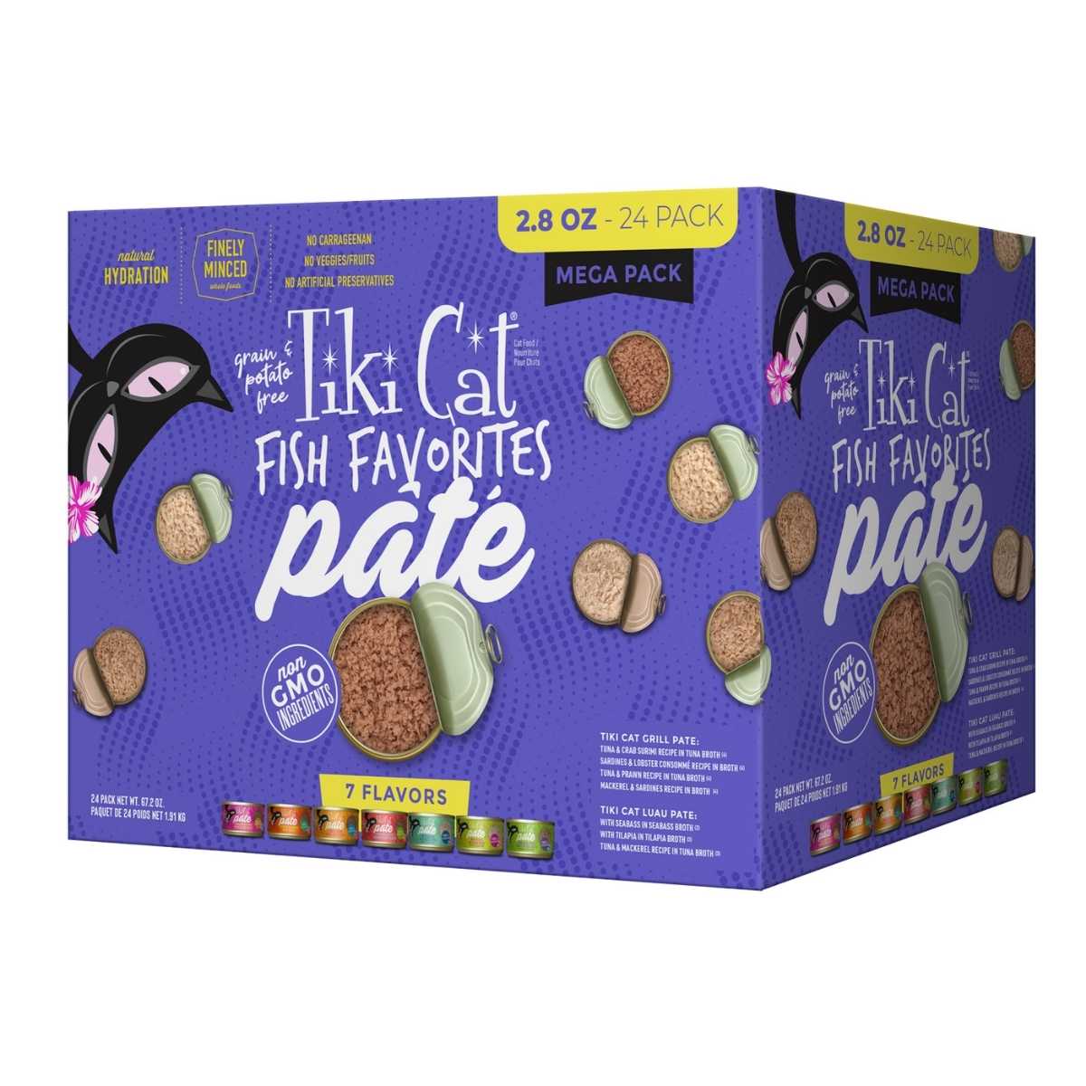 Tiki Pet Fish Favorites Pate Variety Mega Pack- 24/2.8 oz Cans