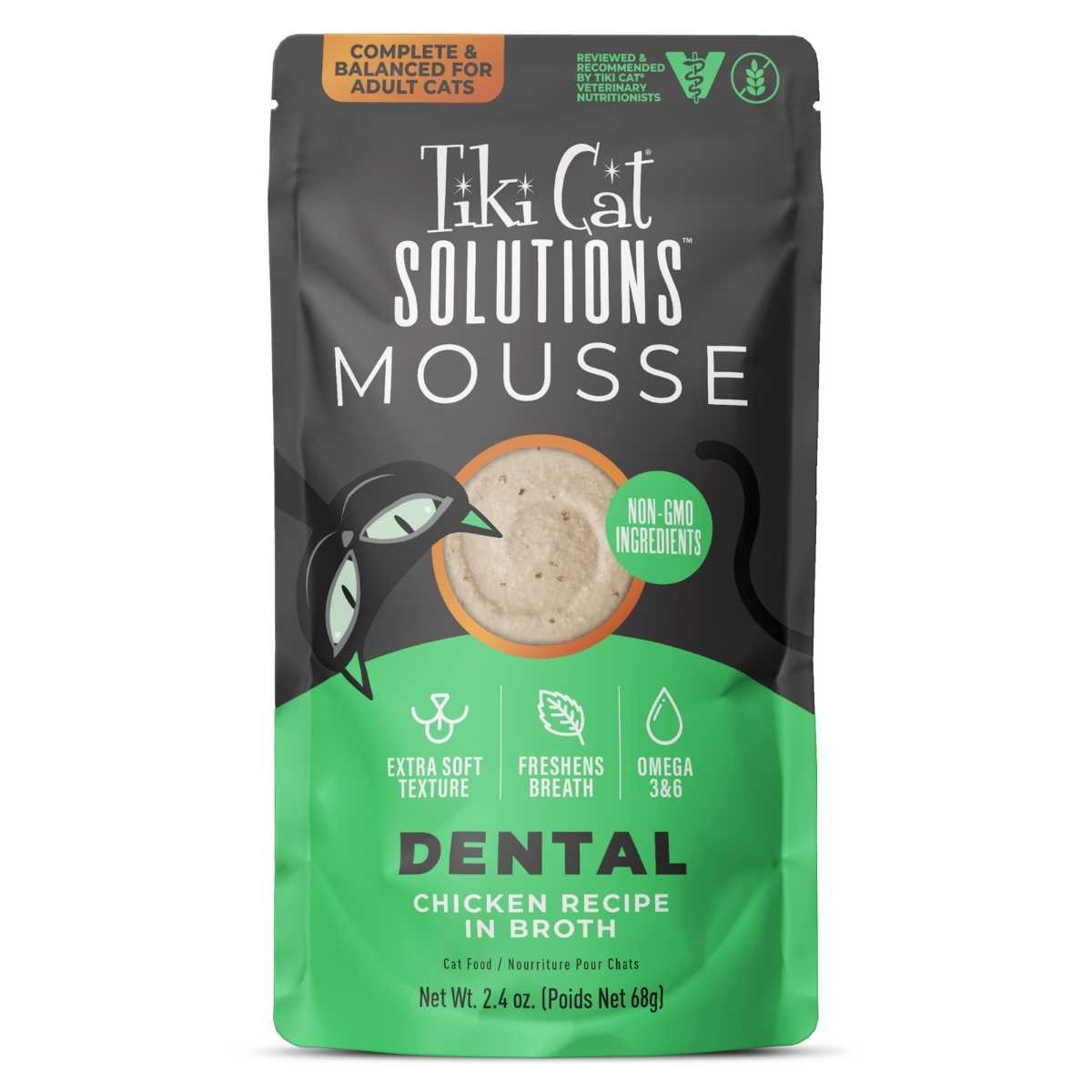 Tiki Pet Solutions Mousse, Dental, Chicken Recipe in Broth, 12BX, 2.4 oz
