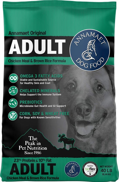 Annamaet Adult Dog Food Formula β Chicken & Brown Rice, Holistic Senior Dog Food with Omega-3