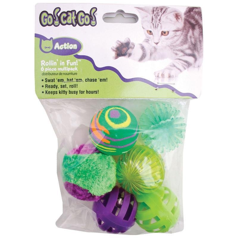 OurPets Rolling in the Fun 6 piece Multi-Pack Cat Toy