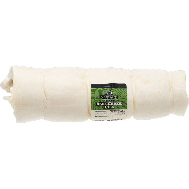 Redbarn All-Natural Beef Cheek Rolls for Dogs | These Grain-Free Cow Cheeks are Naturally Rich in Collagen | Available in Chicken & Carrot Glaze or Uncoated. (Original, Large
