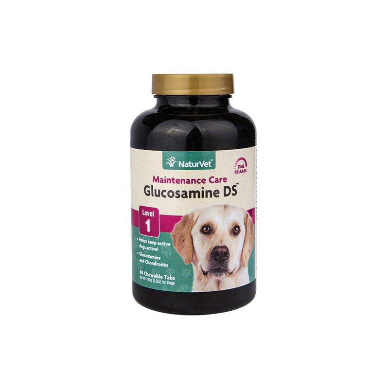 NaturVet Glucosamine DS Level 1 Maintenance Care Hip & Joint Support Pet Supplement for Dogs & Cats -Glucosamine, Chondroitin, Antioxidants -Supports Cartilage, Joint Function - 60 Ct.