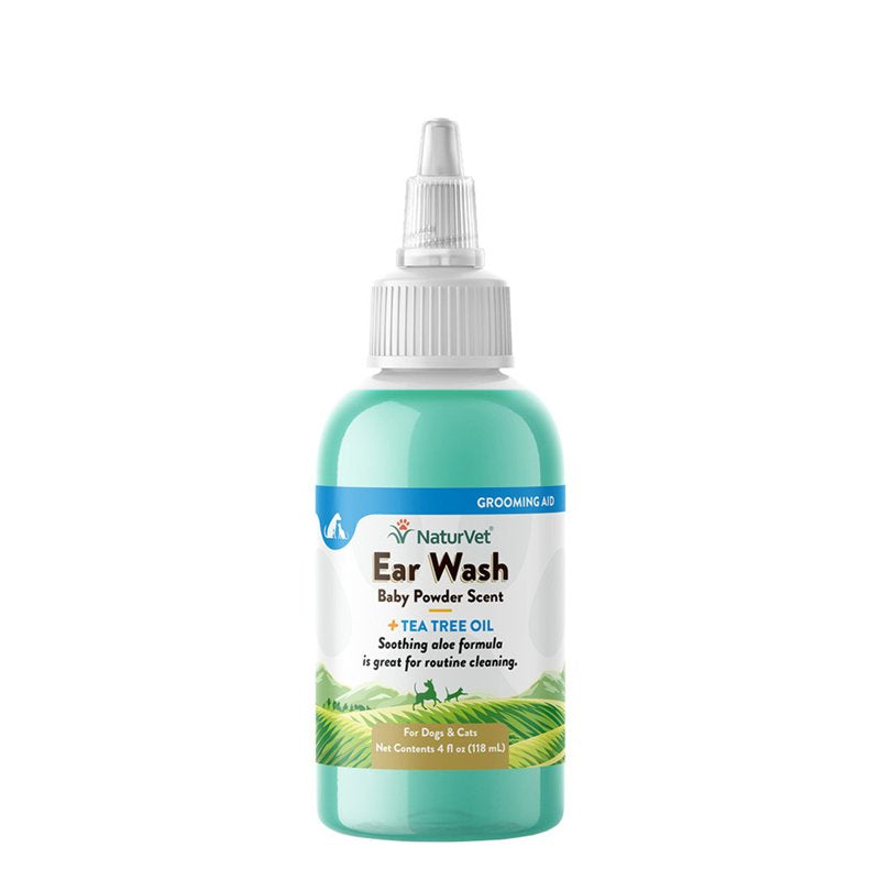NaturVet Ear Wash w/Tea Tree Oil (Aloe & Baby Powder Scent) 4 oz