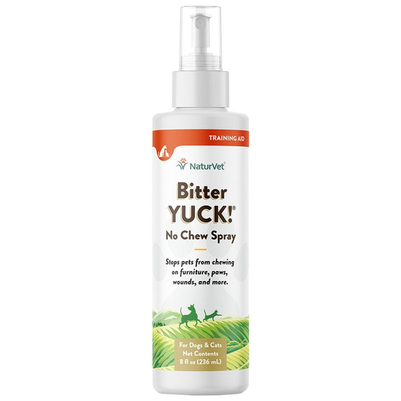 NaturVet Bitter Yuck! No Chew Spray for Dogs, Cats, and Horses Pet Training Spray, Liquid, Made in The USA, 8 Ounce