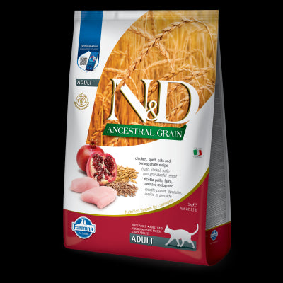 Farmina Natural & Delicious Low Grain Chicken and Pomegranate Adult Cat, 11 lb Bag