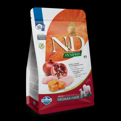 Farmina Natural & Delicious Grain-Free Chicken, Pumpkin and Pomegranate Dry Medium and Maxi Breed Dog Food 5.5 Pounds