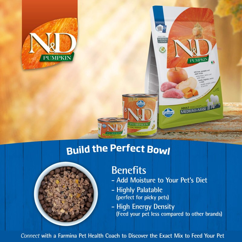Farmina - Natural & Delicious Pumpkin Grain-Free Boar & Apple Dry Dog Food, 15.4lb Bag
