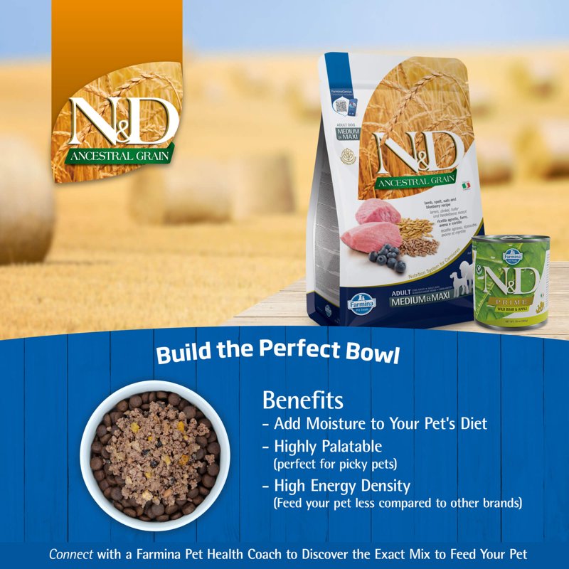 Farmina Natural & Delicious Ancestral Low Grain Lamb & Blueberry Adult Mini Dog 15.4#