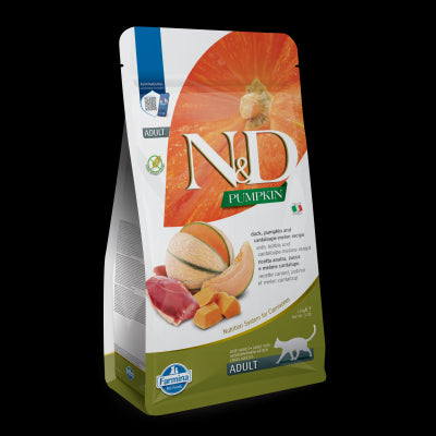 Farmina N&D, Pumpkin Duck Pumpkin and Cantaloupe Melon Recipe Adult Dry Cat Food, 3.3lb