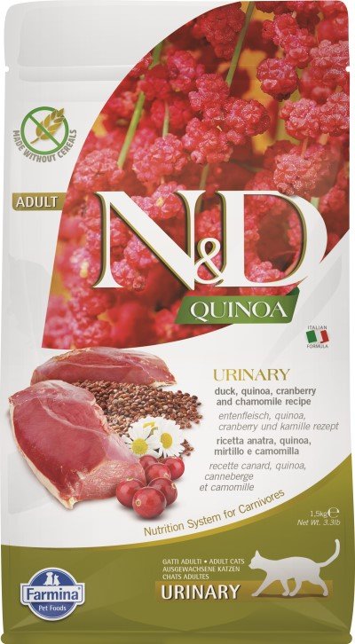 Farmina N&D, Quinoa Urinary Duck Formula Adult Dry Cat Food, 3.3lb