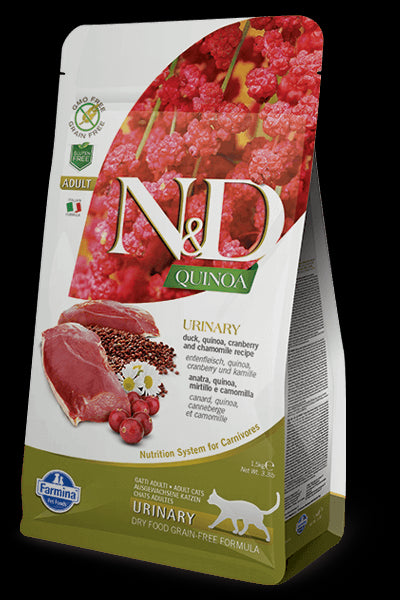 Farmina N&D, Quinoa Urinary Duck Formula Adult Dry Cat Food, 3.3lb
