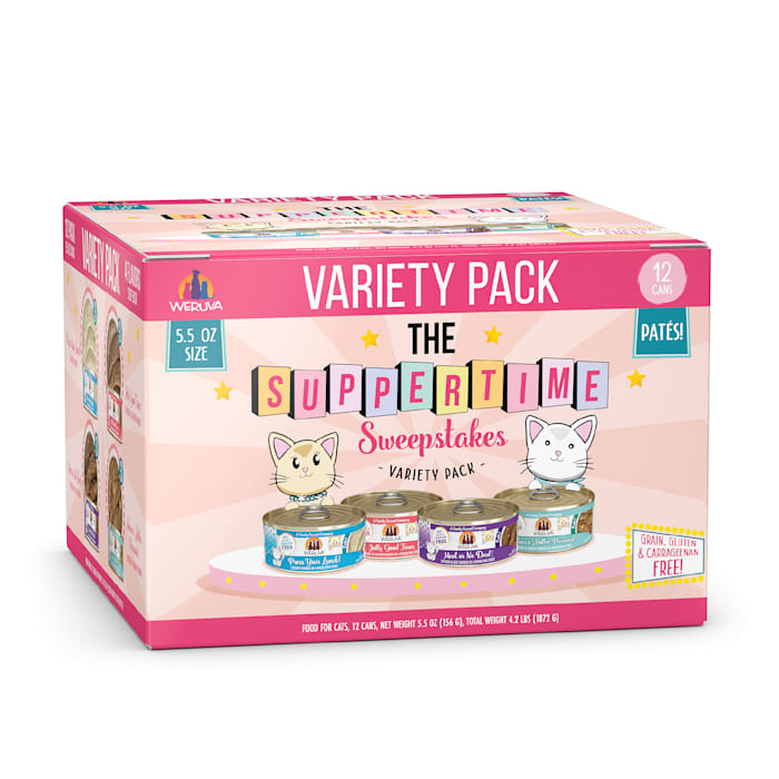 Weruva Cat Paté The Suppertime Sweepstakes Variety Pack Wet Cat Food, 5.5 oz Cans, 12 Count