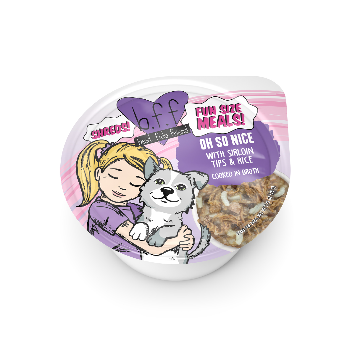 Weruva BFF Fun Size Meals Oh So Nice Sirloin Tips & Rice Wet Dog Food, 2.75 oz Cup