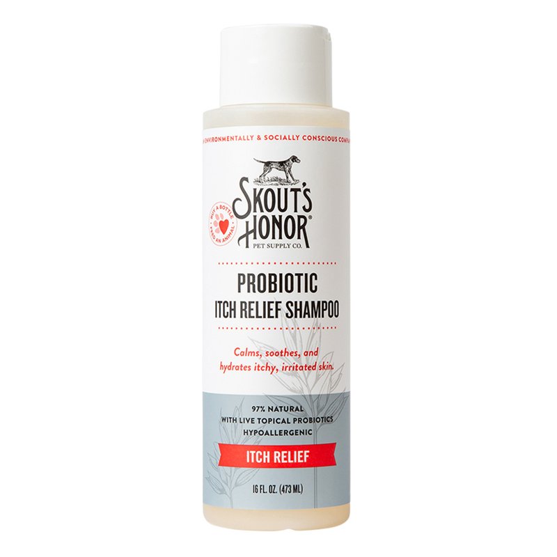 Skout's Honor Probiotic Itch Relief Shampoo for Pets - Non-Medicated, Fragrance-Free, Paraben & Sulfate-Free, with Avocado Oil & Omega 3's, 8oz
