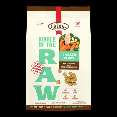 Primal Kibble in The Raw Freeze Dried Dog Food Chicken, Complete Diet Scoop & Serve Healthy Raw Dog Food, Crafted in The USA (9 lbs)