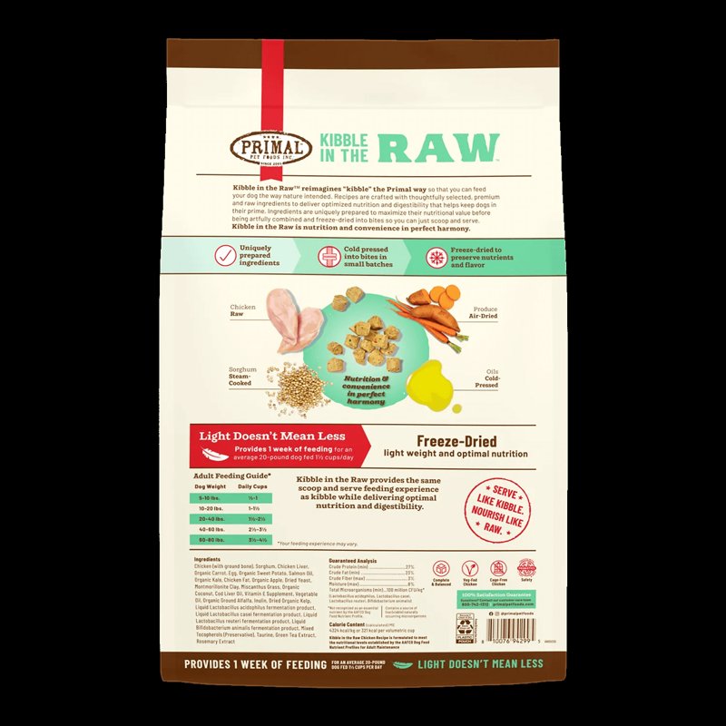 Primal Kibble in The Raw Freeze Dried Dog Food Chicken, Complete Diet Scoop & Serve Healthy Raw Dog Food, Crafted in The USA (9 lbs)