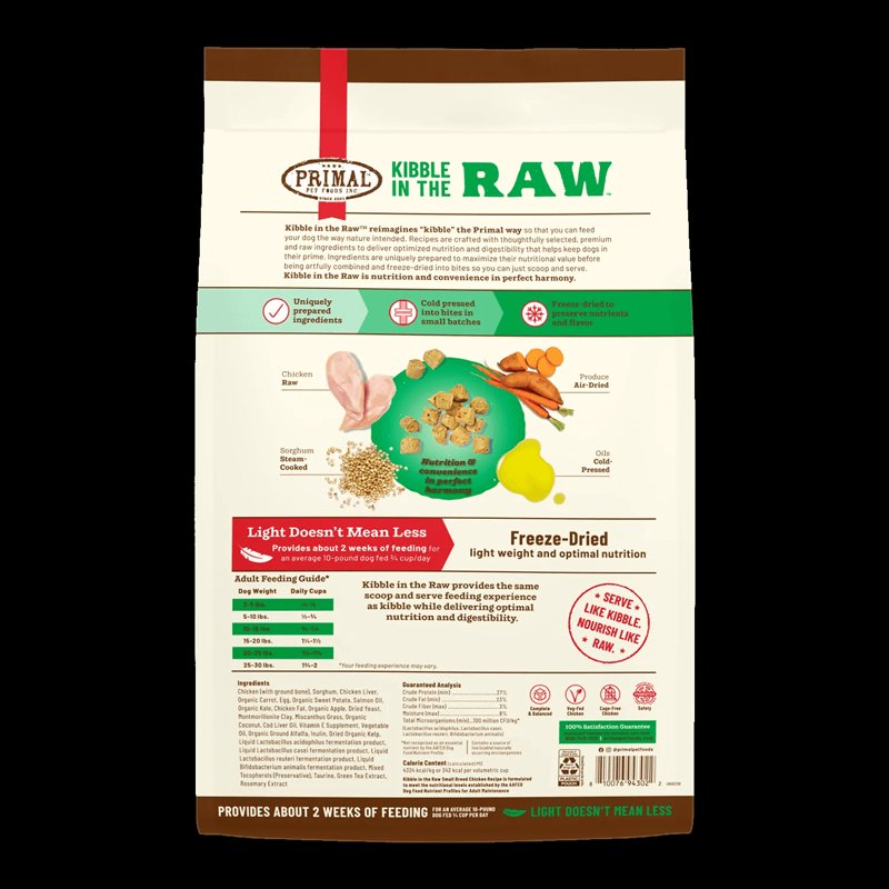 Primal Kibble in The Raw Freeze Dried Dog Food for Small Breed, Complete PuppyDiet Scoop & Serve Healthy Raw Dog Food, Crafted in The USA (1.5 lbs)