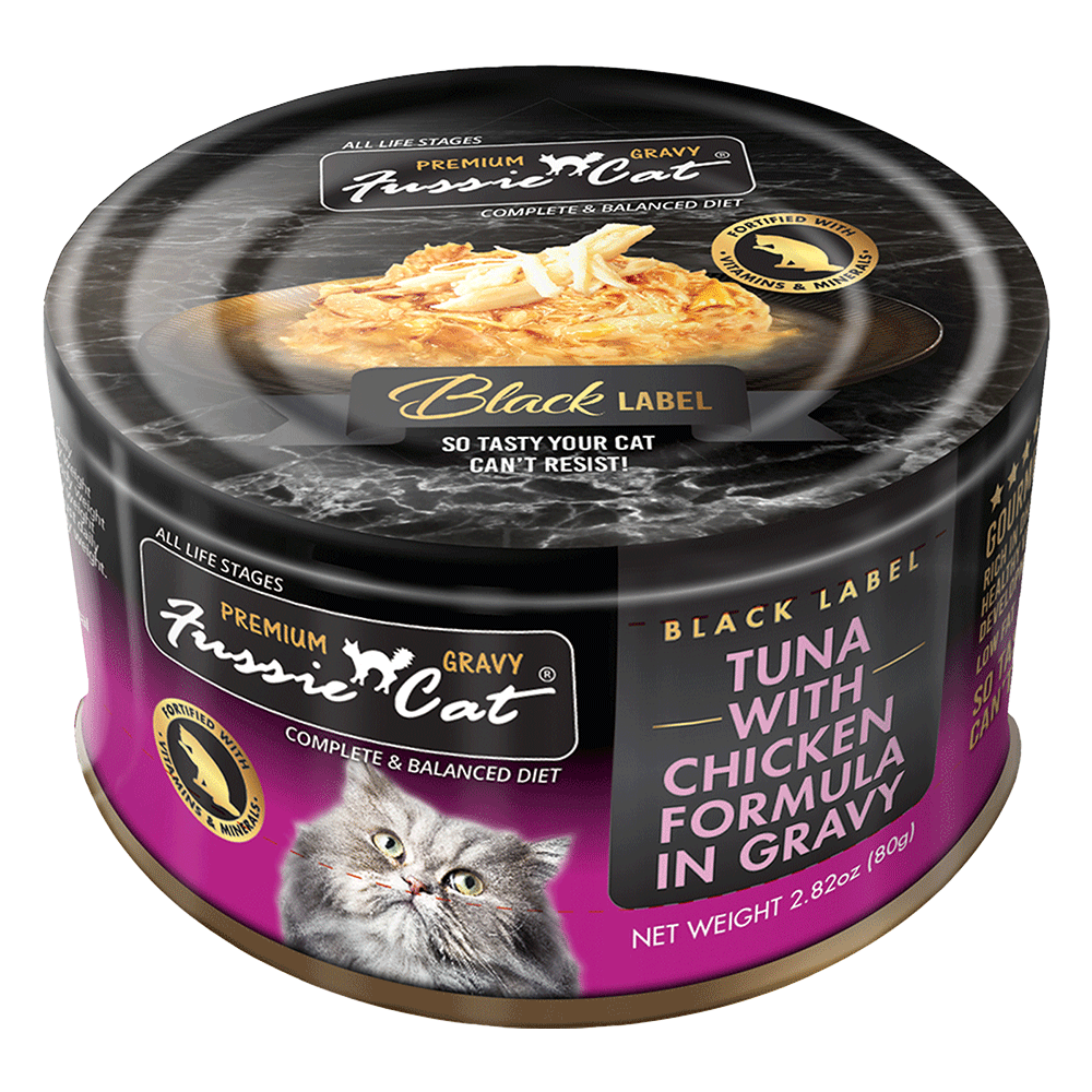 Fussie Cat Tuna with Chicken Formula in Gravy Recipe Wet Cat Food, 2.8 oz Can