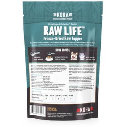 KOHA Raw Life Freeze-Dried Raw Topper Elk & Venison for Dogs and Cats, High Protein Meal Topper for Picky Eaters with Probiotics, 8oz Bag