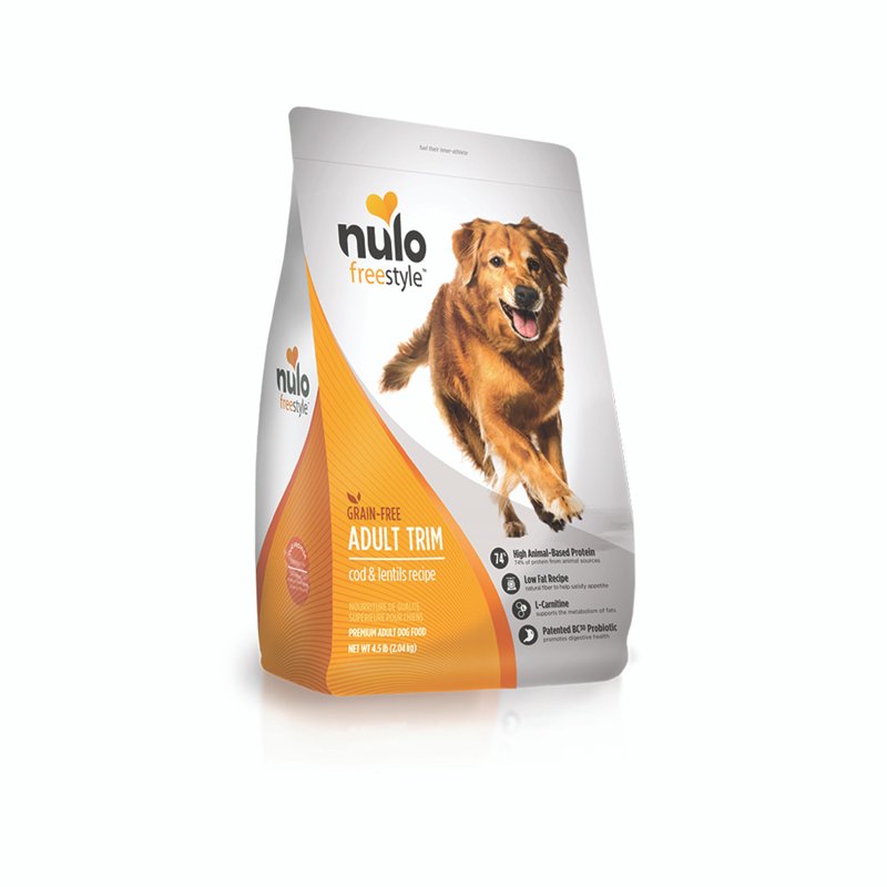 Nulo Adult Trim Grain Free Healthy Weight Dry Dog Food With Bc30 Probiotic (Cod And Lentils Recipe, 11Lb Bag)