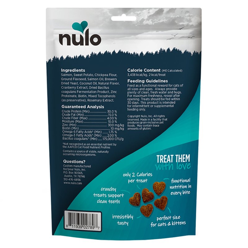 Nulo Skin & Coat Functional Treats Grain-Free Salmon Recipe with Zinc & Probiotics for Cats & Kittens 4oz