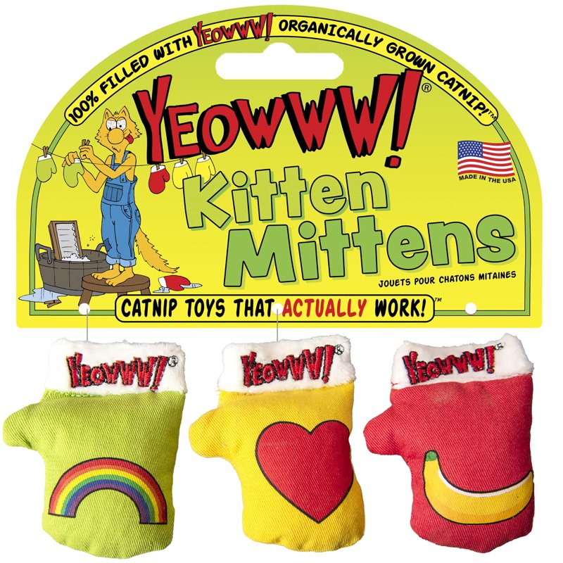 YEOWWW! Catnip Kitten Mittens, 1 Count