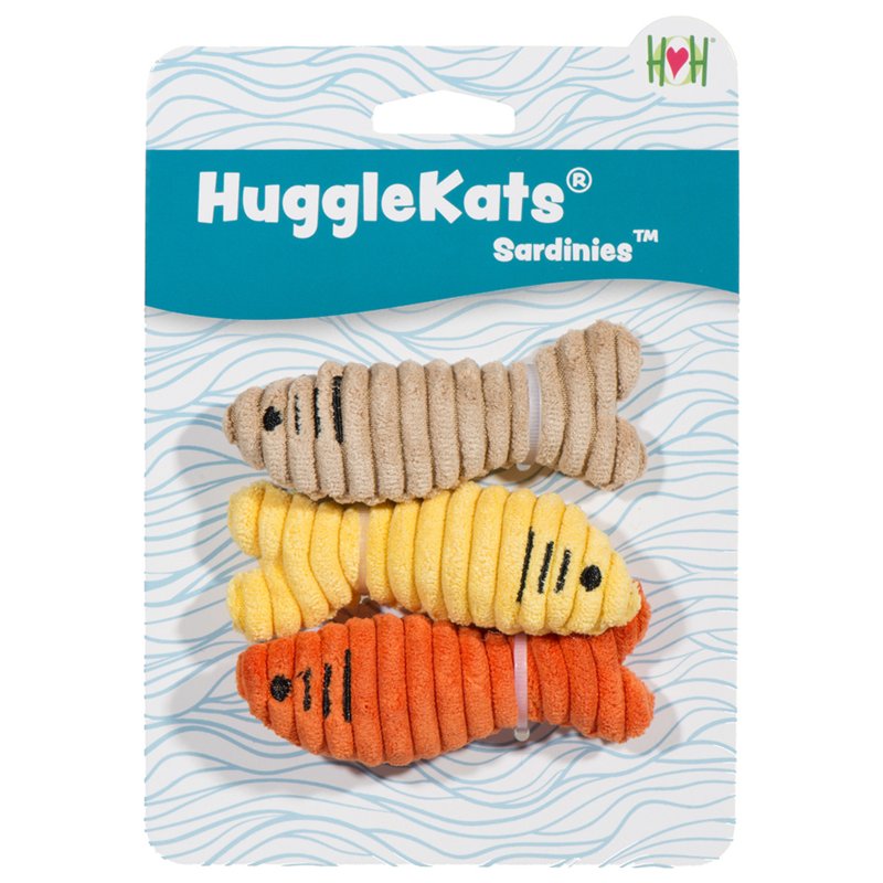 HuggleHounds Cat Mouse Toys - Interactive & Stimulating Cat Toy with Cat Nip Infused - Feather Mice Toy for Indoor Cats | HuggleKats Sardinies
