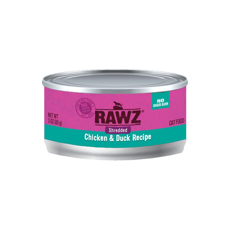 RAWZ, Shredded Chicken & Duck Recipe Adult Canned Cat Food, 3 Ounce